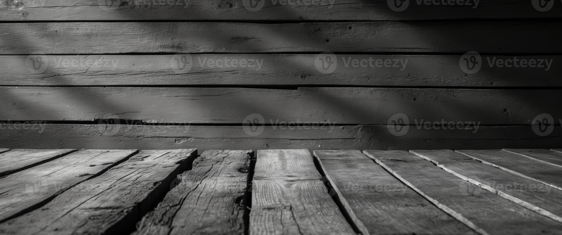Rustic Wood Background, Old Planks with Rough Texture and Grain, Black and White. photo