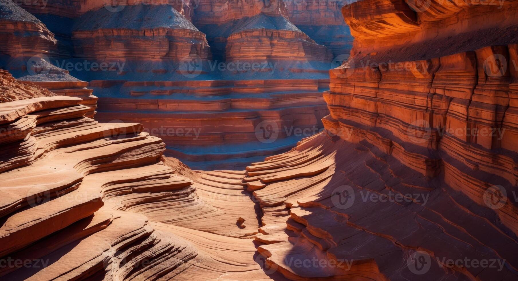 The canyon is very narrow and has many rocks photo