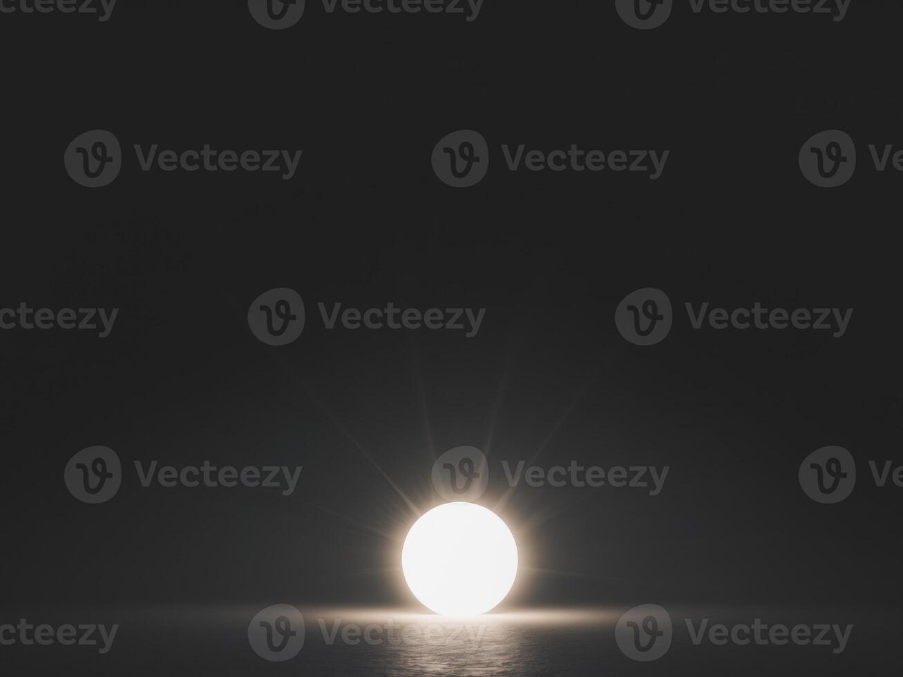 A white light shines through the dark water photo