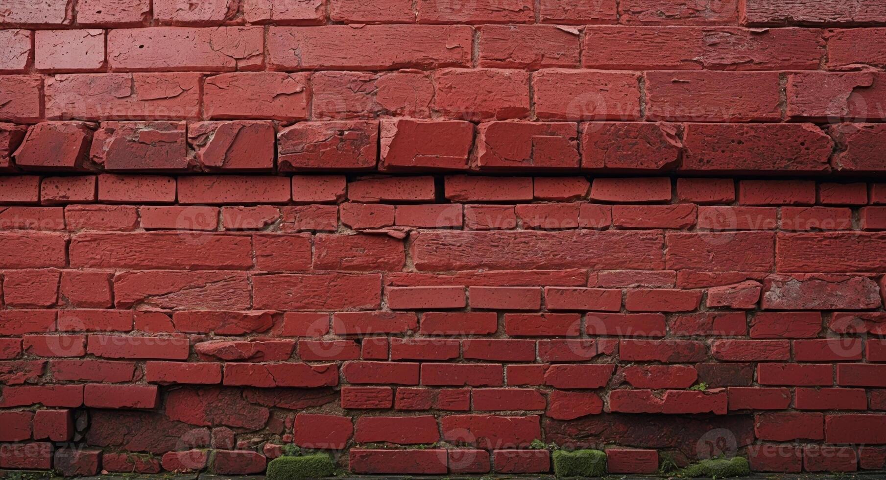 A red brick wall with a few cracks photo
