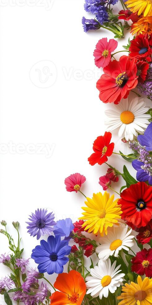 A colorful bouquet of flowers on a white background photo