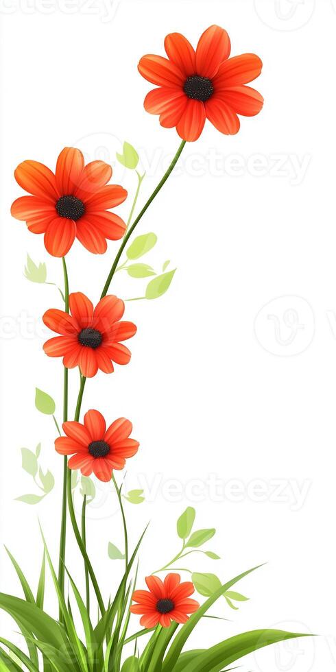 Red flowers and green leaves photo