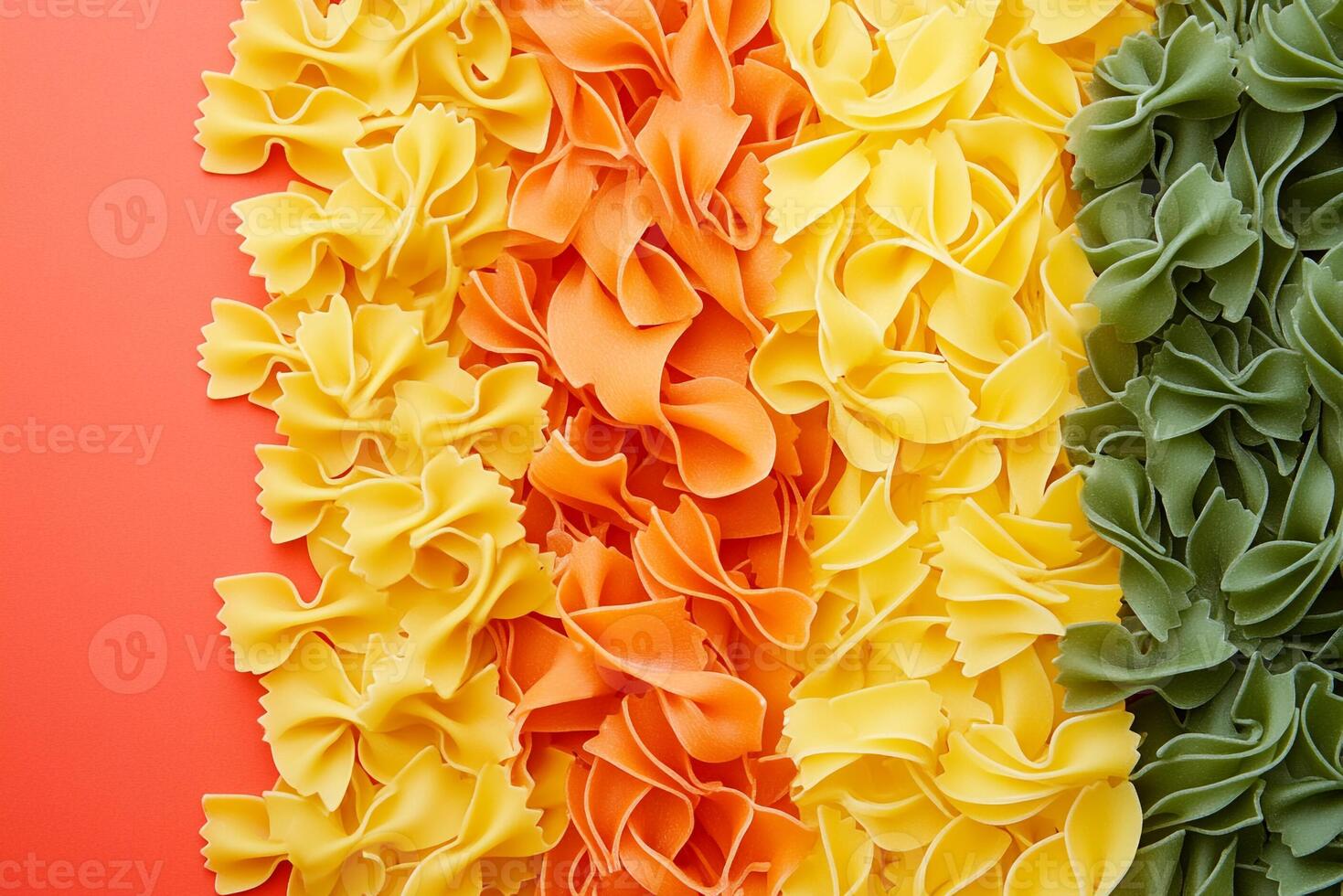 Top View Of Regional Italian Sardinian Pasta On Vibrant Background With Copy Space, Food Image photo