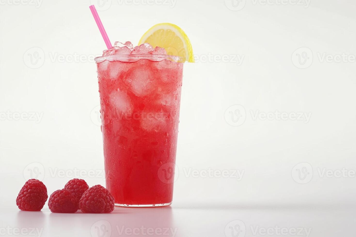 Raspberry Iced Tea With Lemon, Copy Space, Cuisine Photography photo