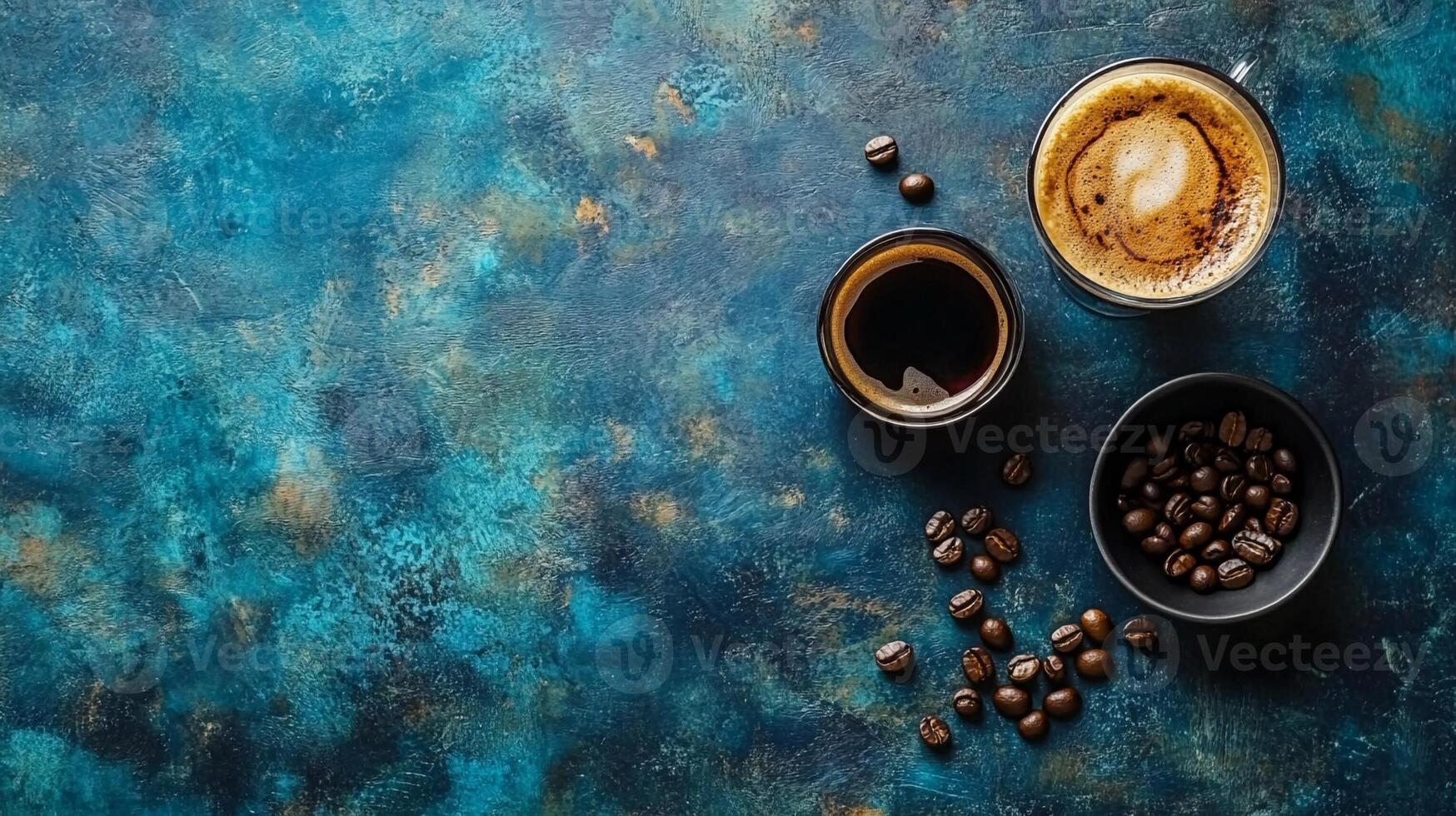 Top View Espresso Martini With Coffee Beans, Food Photography photo