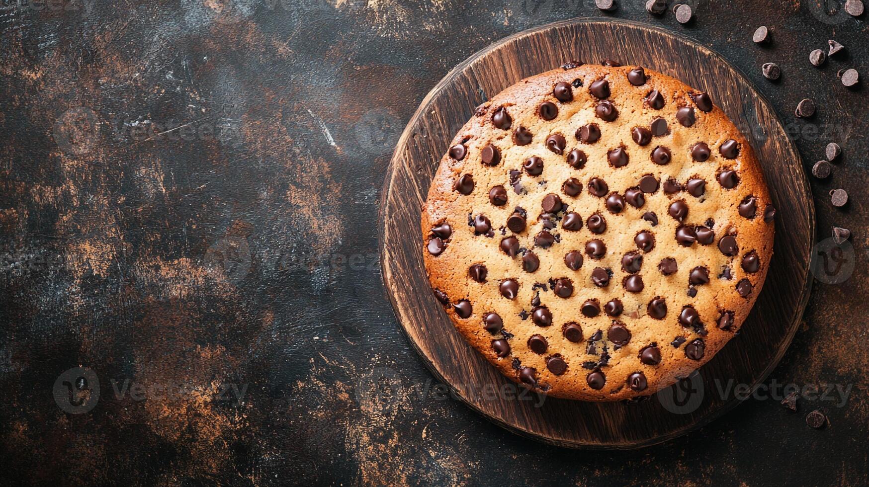 Top View Large Chocolate Chip Cookie Cake, Food Photography photo