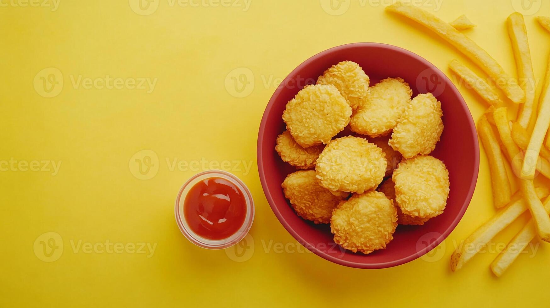 Top View Kids Meal With Chicken Nuggets And Fries, Food Photography photo