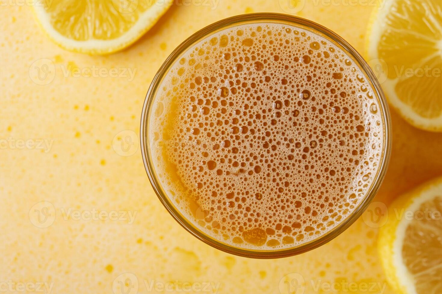 Top View Of Fermented Kombucha Cocktail On Vibrant Background With Copy Space, Cuisine Photography photo