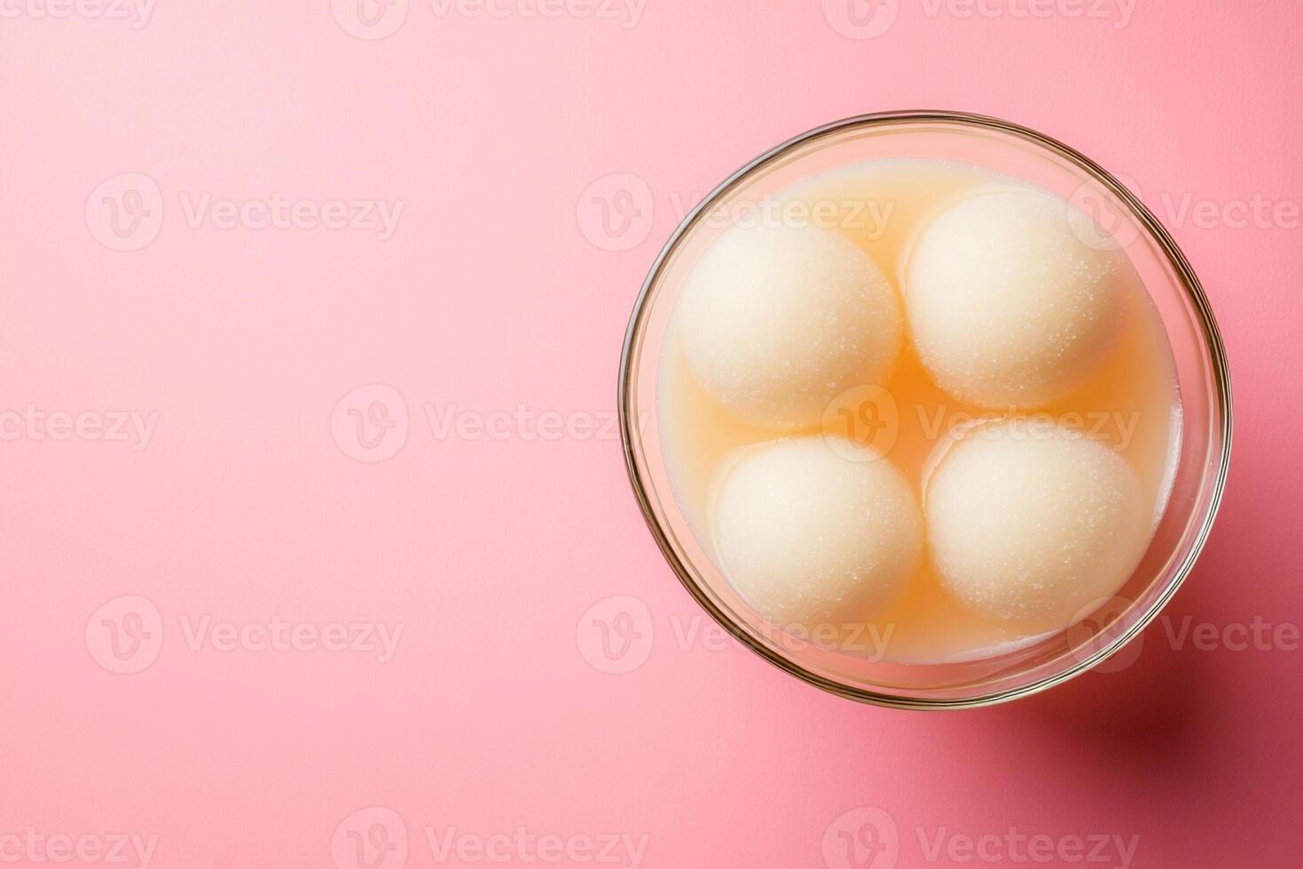Top View Of Liquid Nitrogen Foie Gras Spheres On Vibrant Background With Copy Space, Cuisine Photography photo