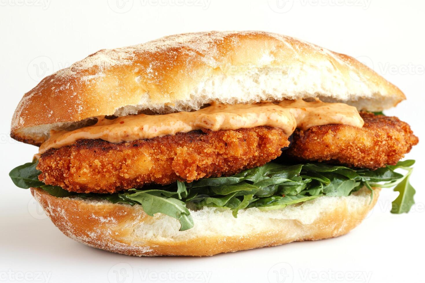 Veggie Burger With Chipotle Mayo, Copy Space, Food Setting photo