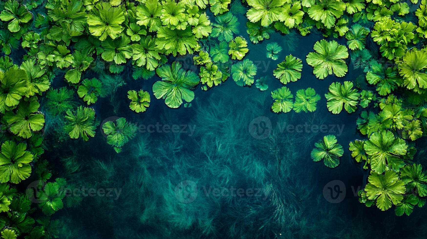 Water Milfoil on a vibrant background, top view photorealistic plant photo