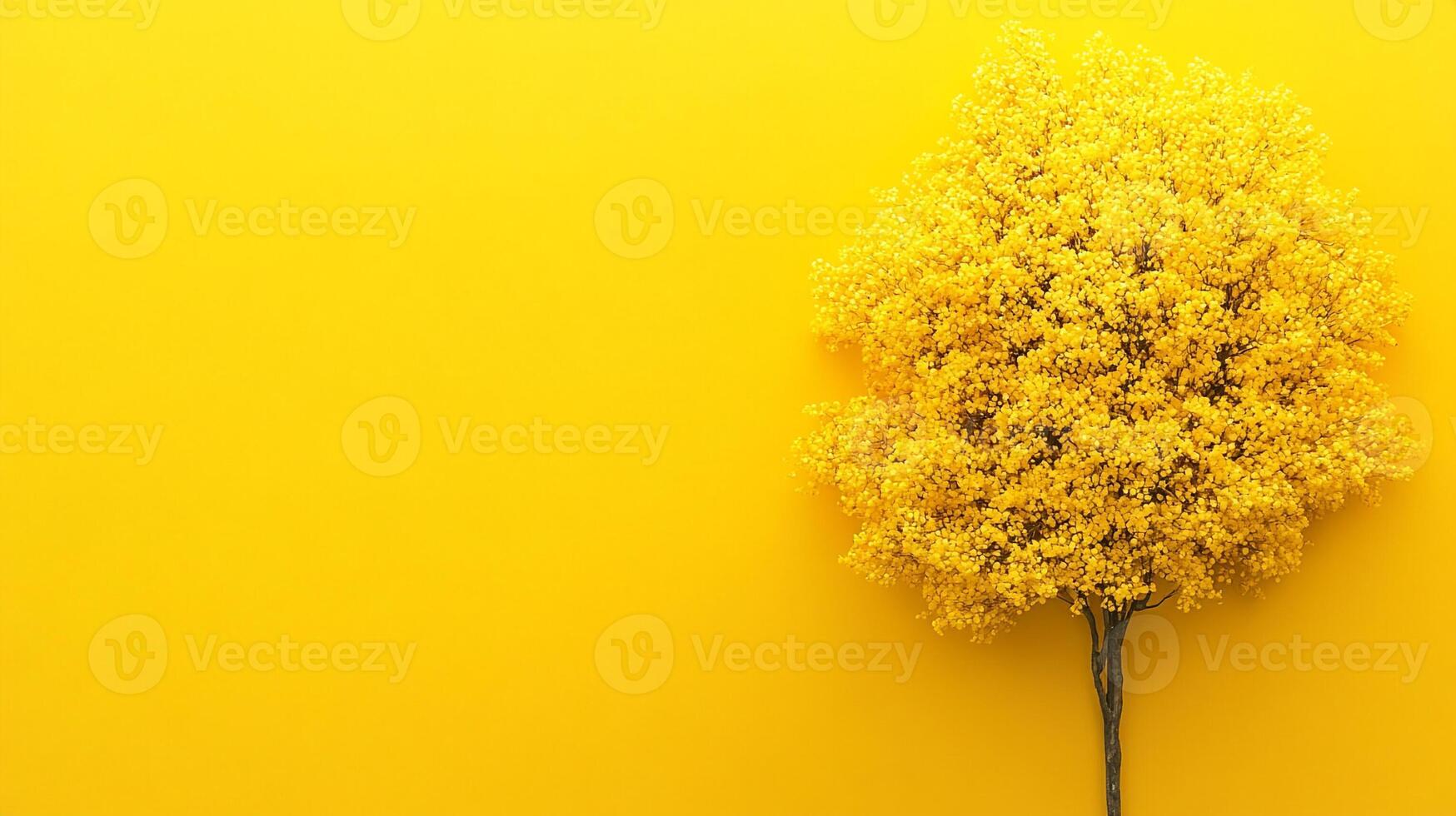 Yellow Poplar on a vibrant background, photorealistic top view Yellow Poplar flower photo