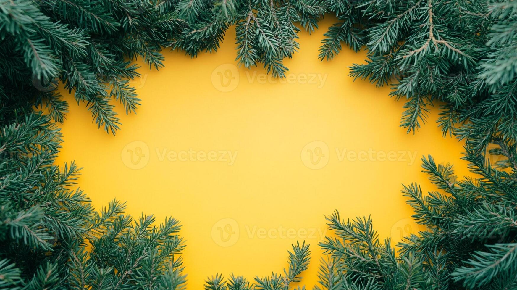 Top view Yew on a vibrant background, plant setting photo