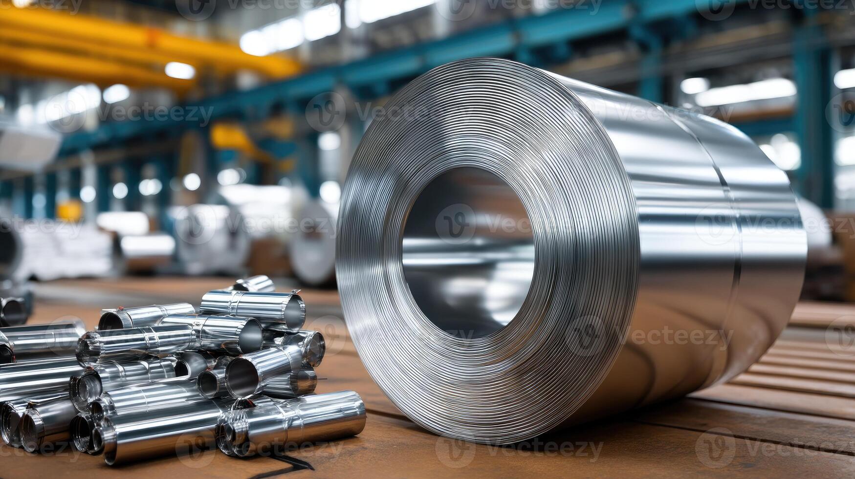A roll of steel is sitting on a table photo