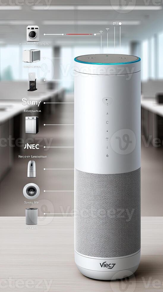 The amazon echo is a smart speaker that can play music, answer questions, and control other photo