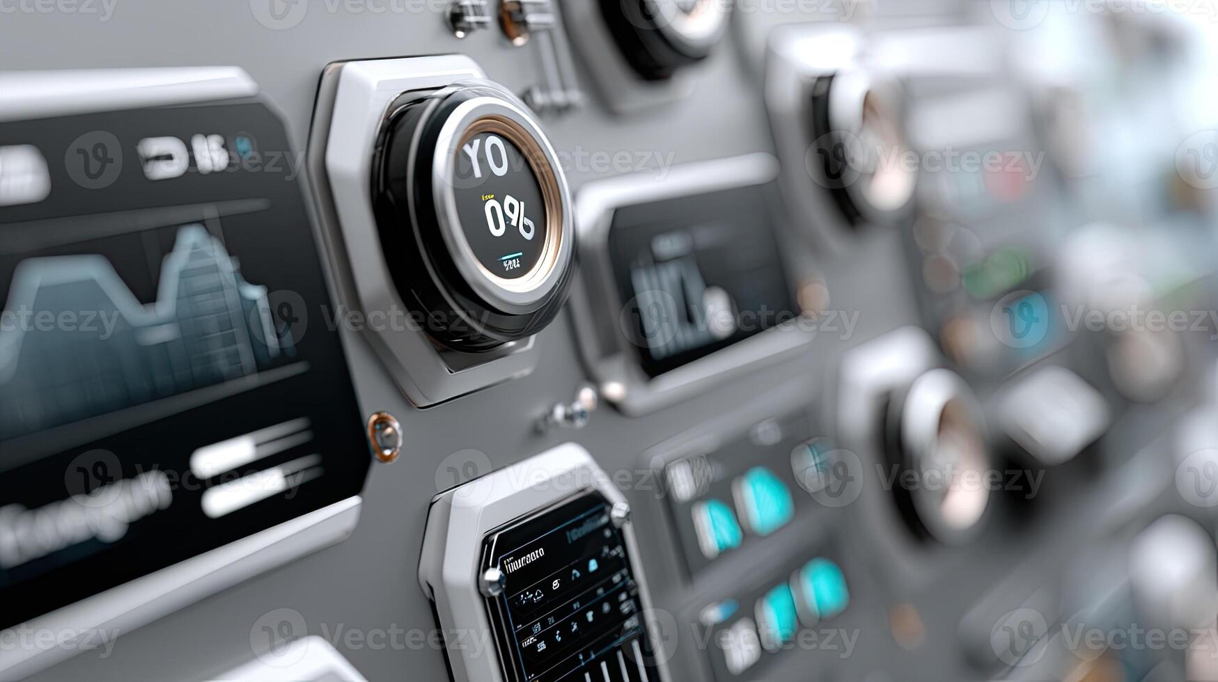 A close up of a control panel with various buttons photo