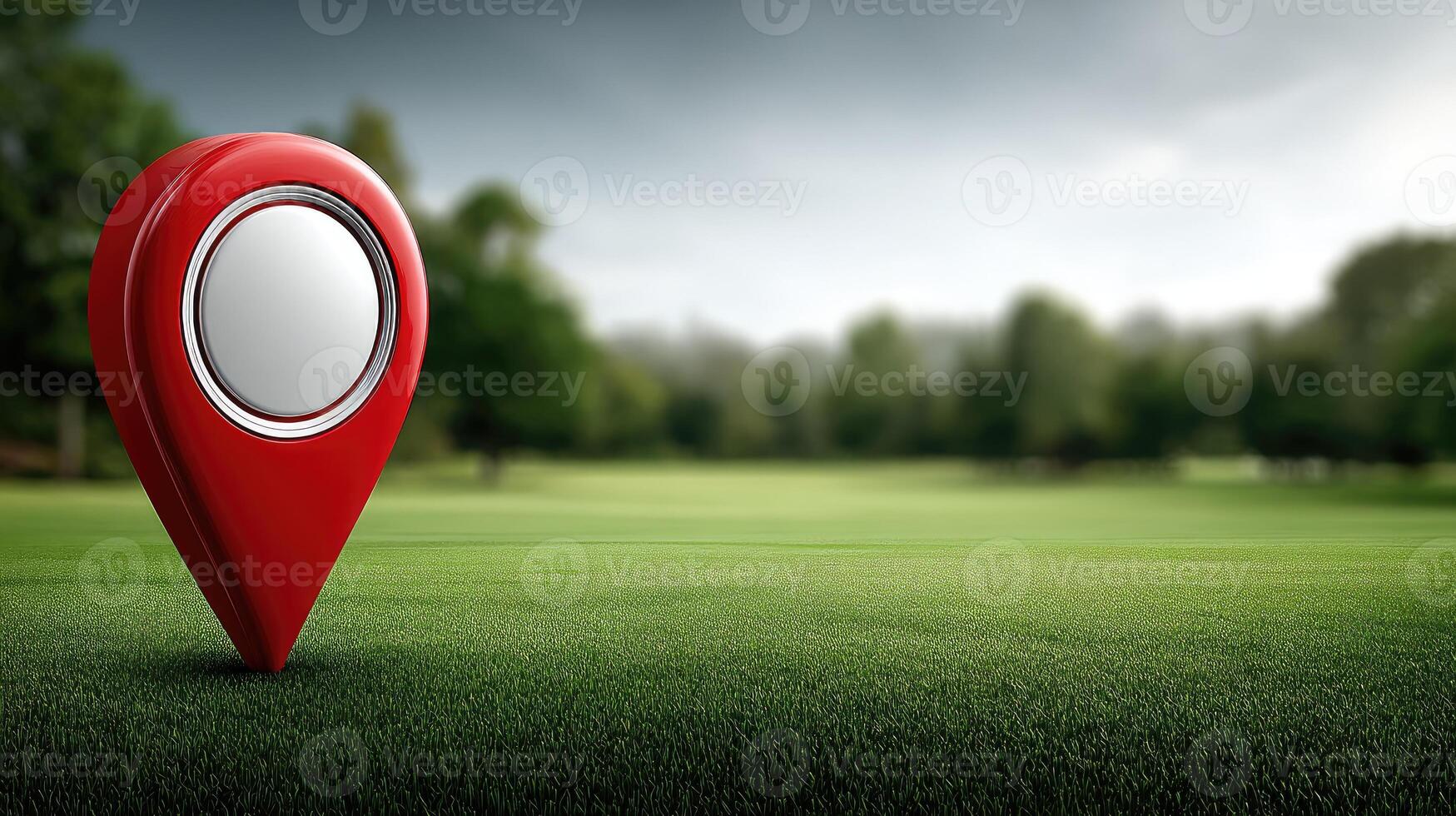 Gps location marker on green grass background photo