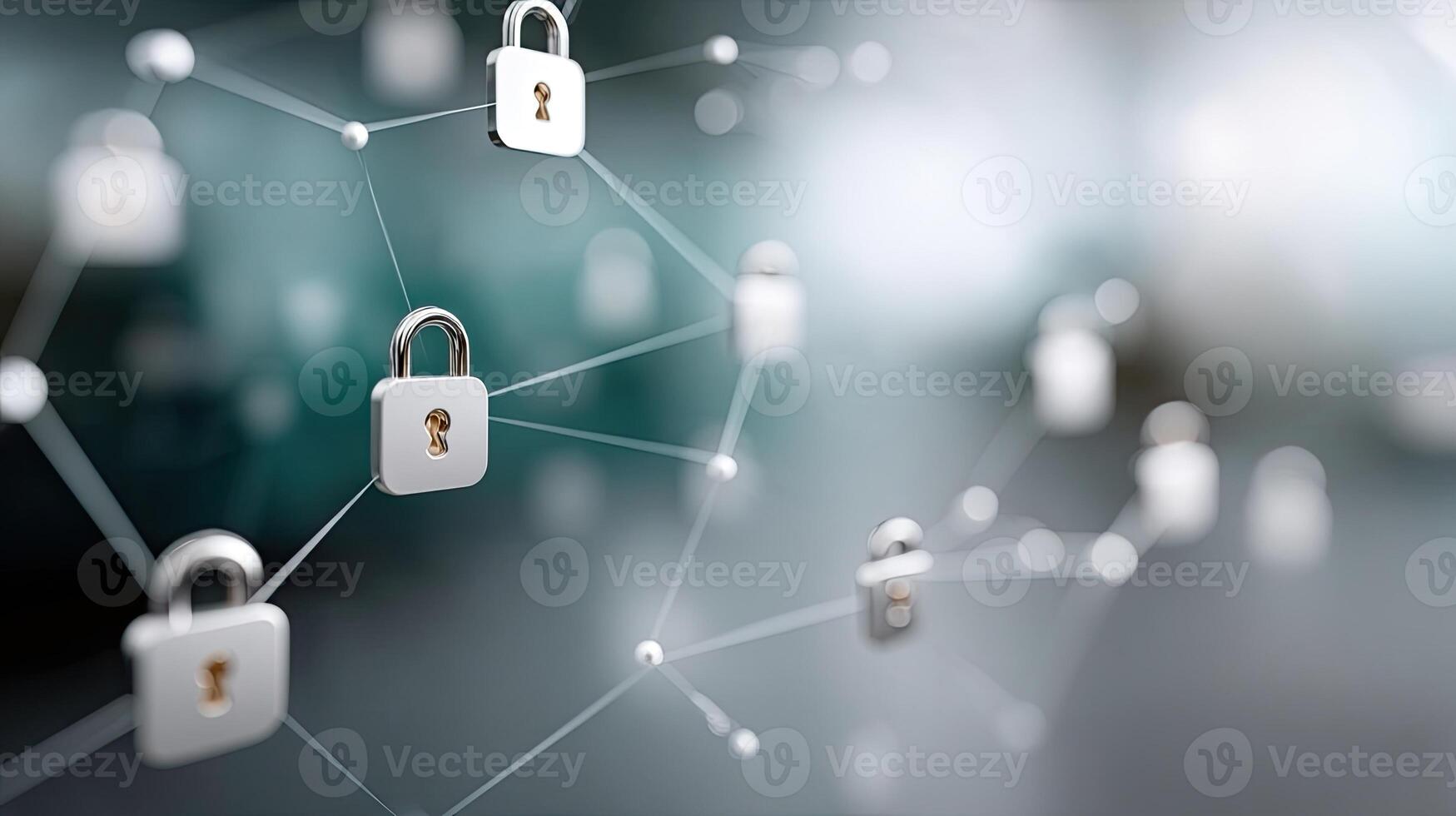 A network of padlocks connected to each other photo