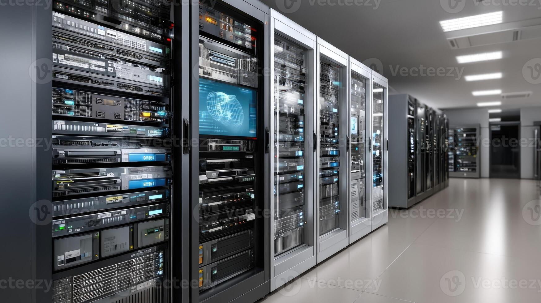 A row of servers in a data center photo