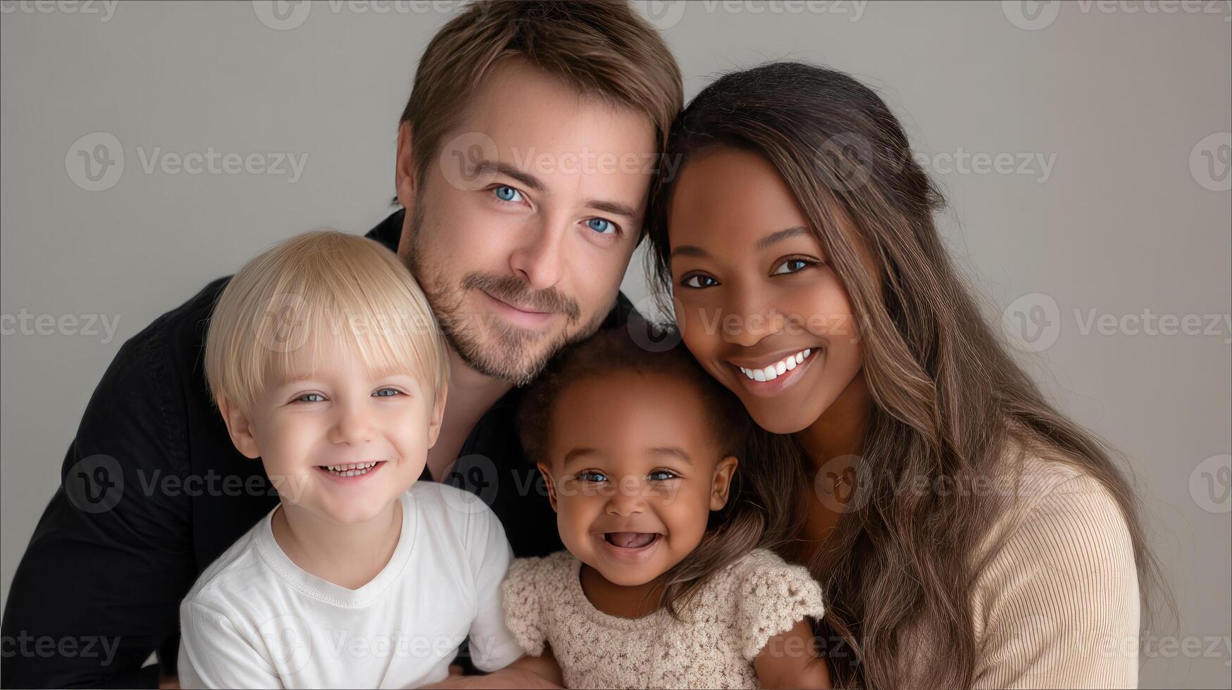 A man and woman with two children photo