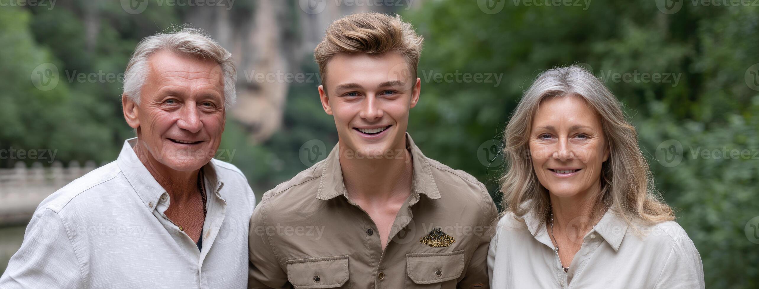 Three people are smiling and posing for a picture photo