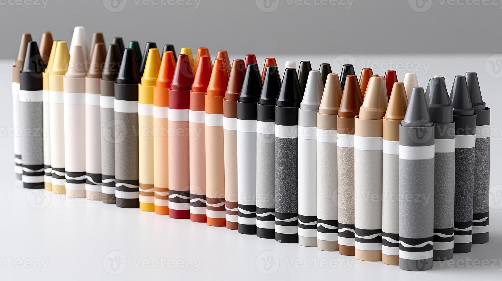 A row of crayons in different colors photo