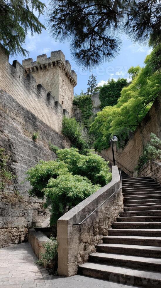 The steps leading up to the castle in france photo