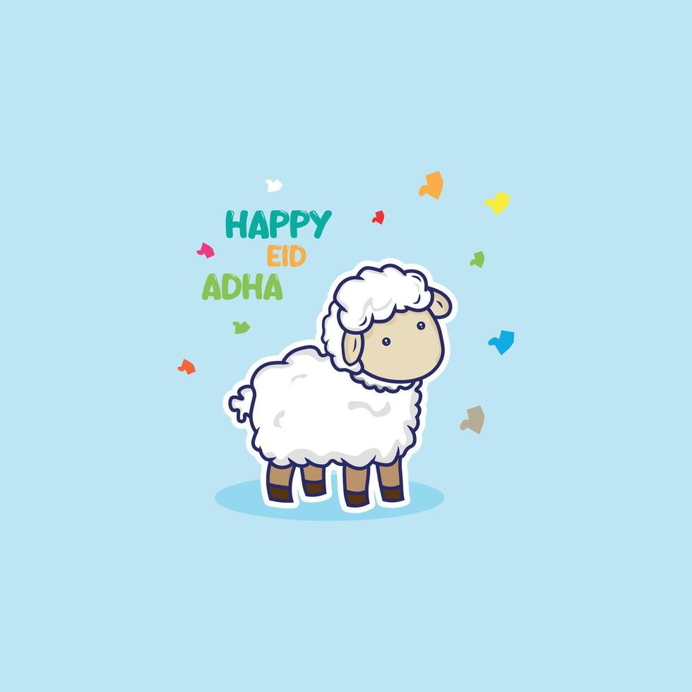 Happy Eid Adha with Sheep Cartoon vector