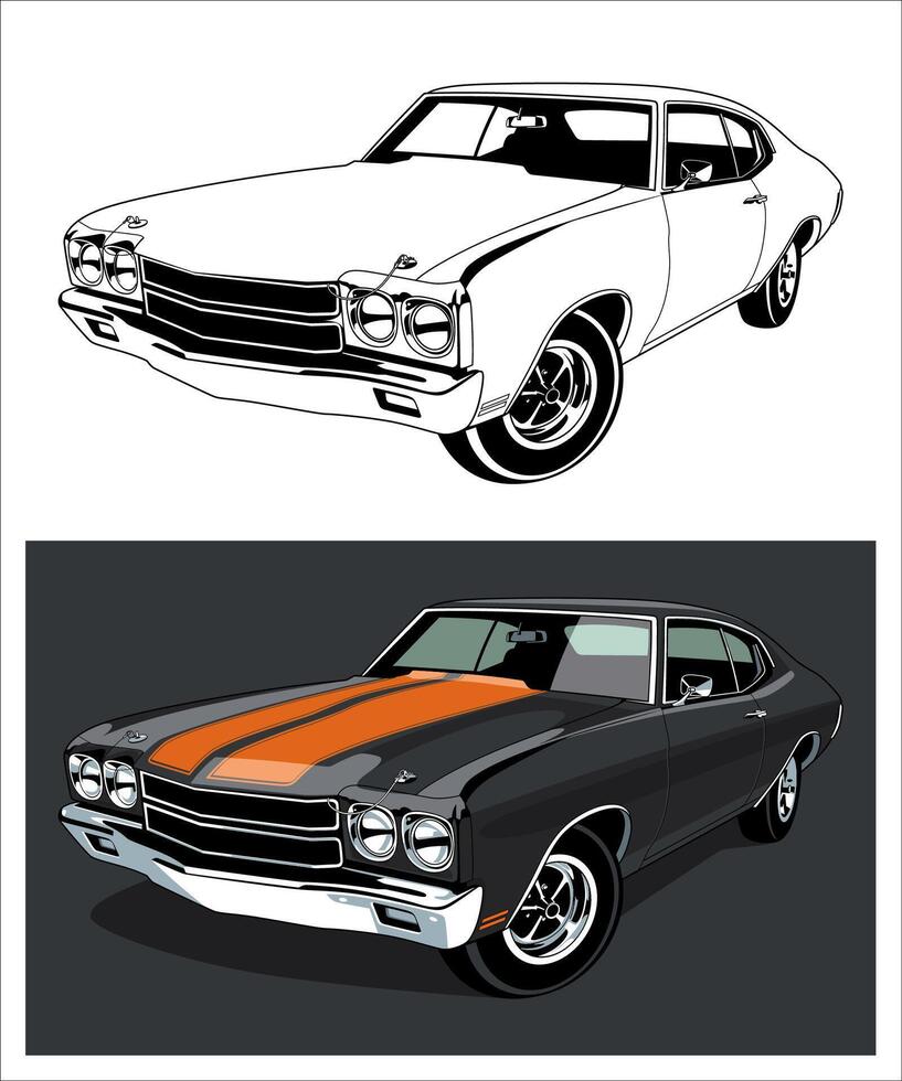 1970 Dark Grey Muscle Car Legend vector