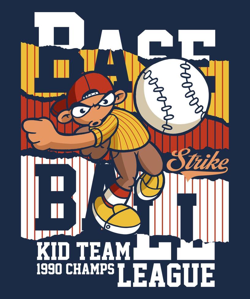 Baseball Kid Team Champ League Cartoon Design vector