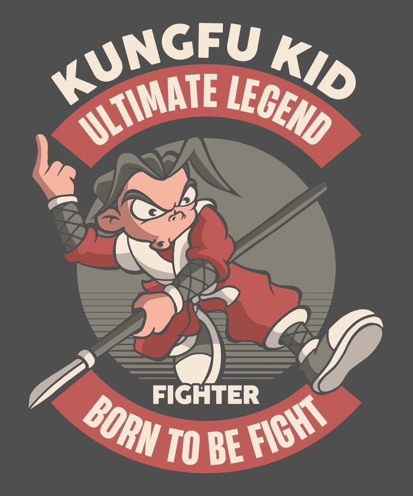 Kungfu Kid Ultimate Legend Cartoon Design vector