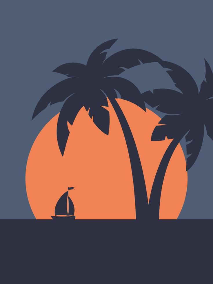 scene with palm vector