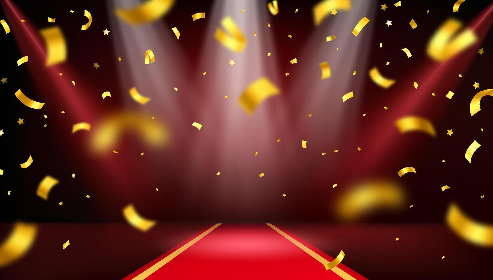Realistic Party Confetti and Red Carpet Background vector