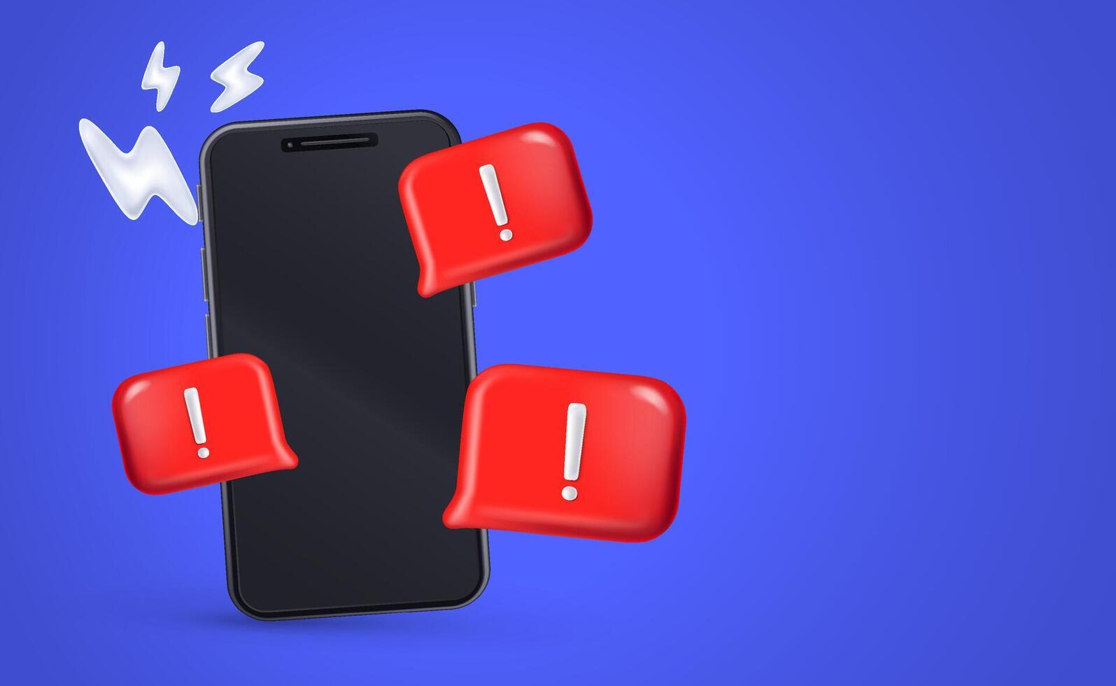 Smartphone Warning Signs Realistic Background vector