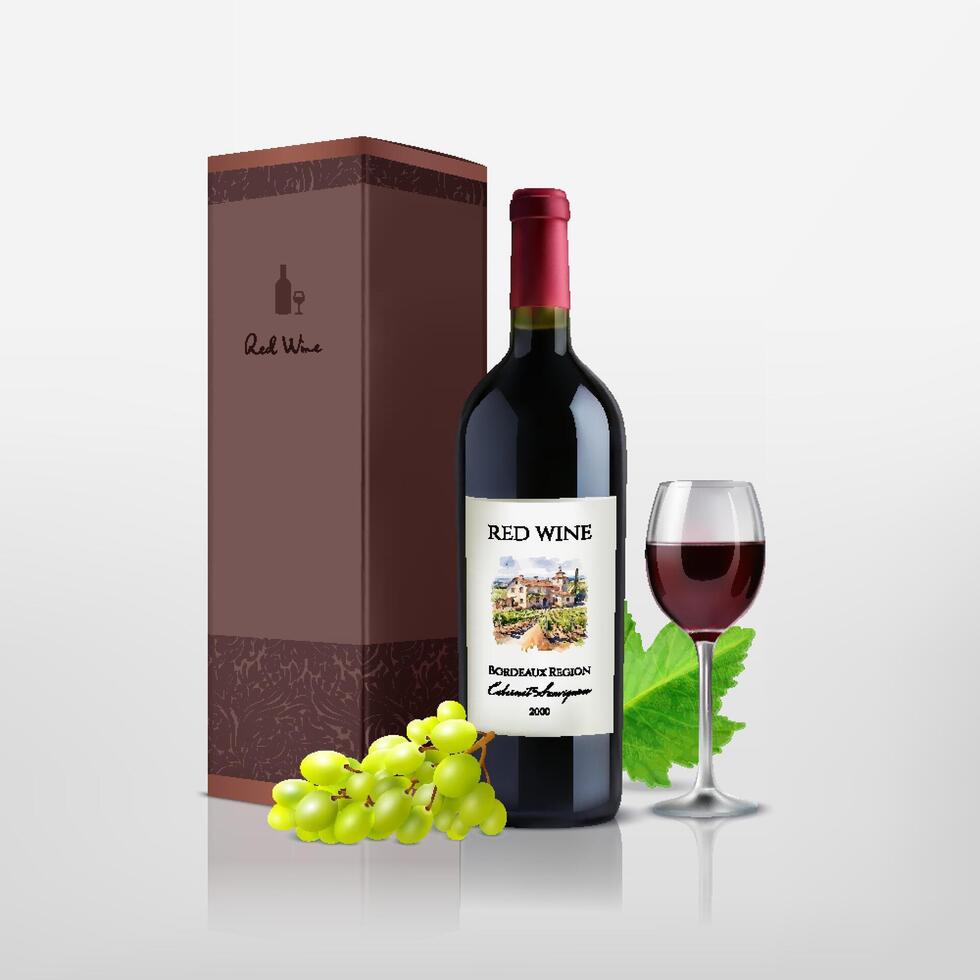 Realistic Wine Packing Product Elements vector