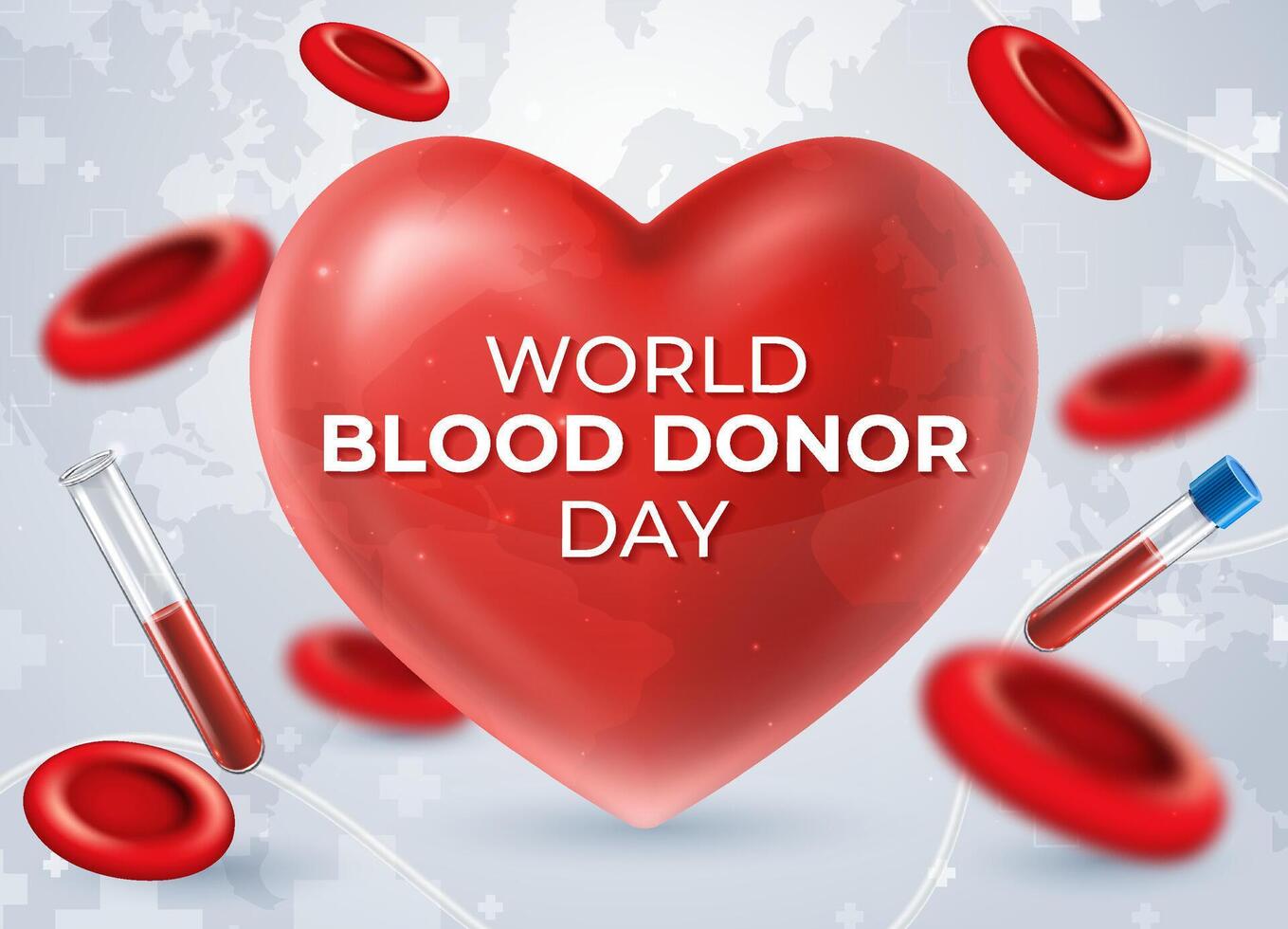World Blood Donor Day Realistic Background with Big Heart vector