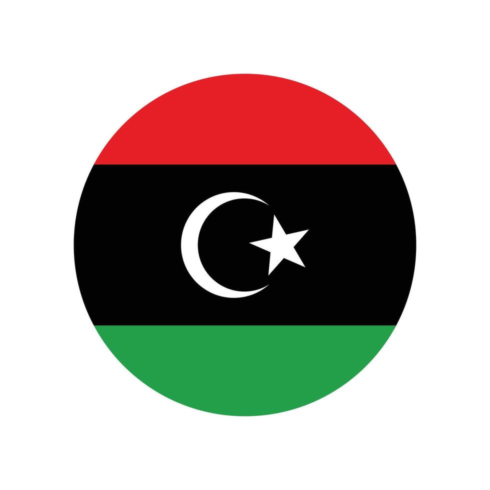 Round flag of Libya icon symbol. the national flag of Libya. Flag of the State of Libya. illustration. vector