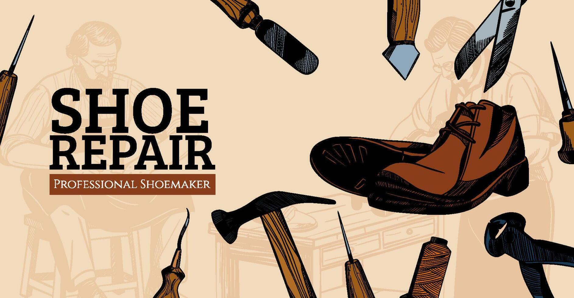 Hand Drawn Traditional Shoemaker Background vector