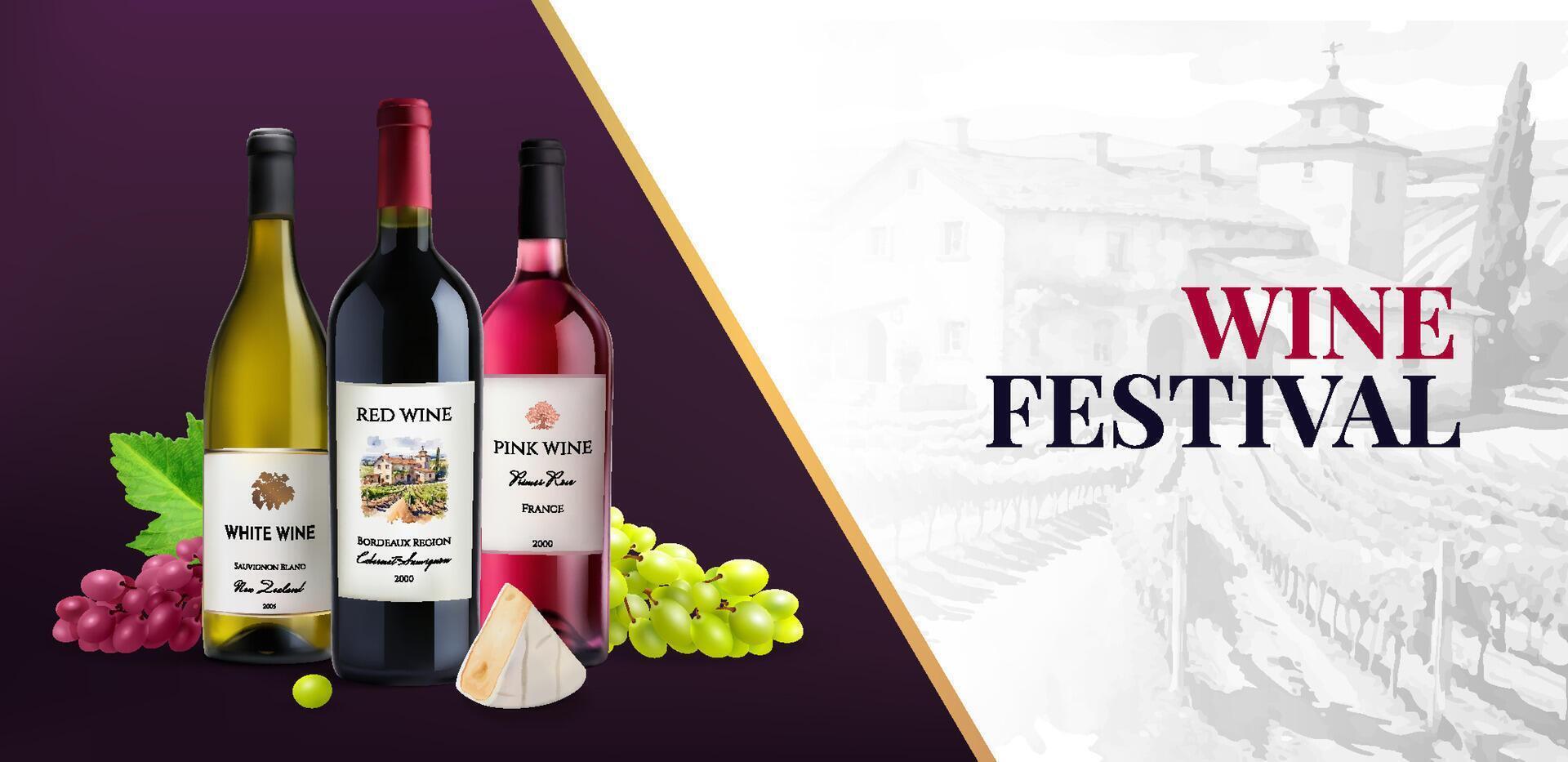 Realistic Tasting Wine Festival Background vector