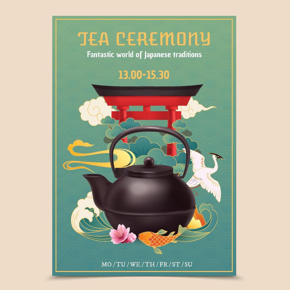 Tea Ceremony Poster with teapot vector