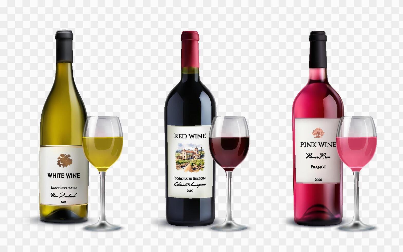 Realistic Wine Bottle Mockup with Reflective Surface vector