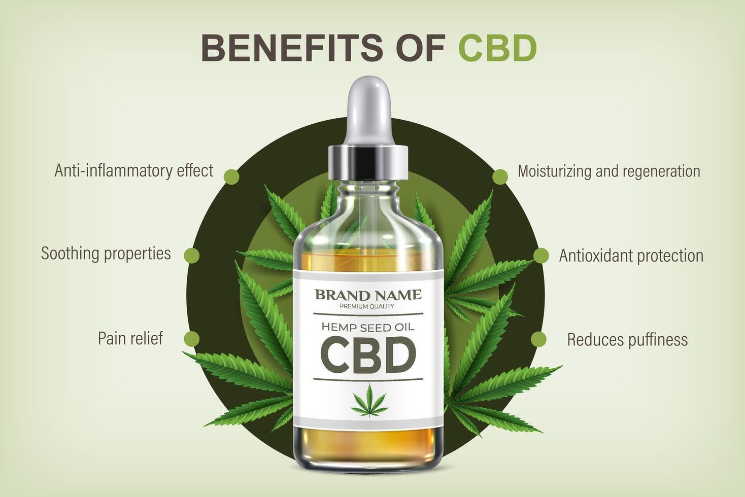 CBD oil Bottle Realistic infographics vector