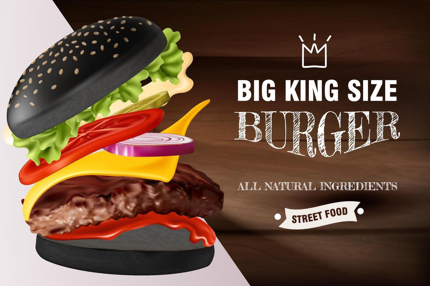 Modern Realistic King Size Smash burger Illustration vector
