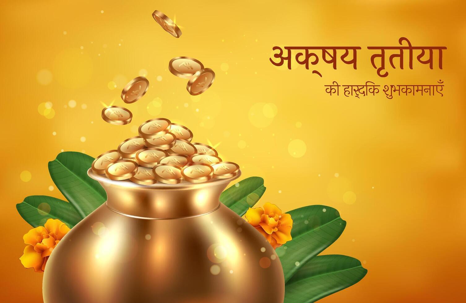 Akshaya Tritiya Realistic Golden Background with Coins vector
