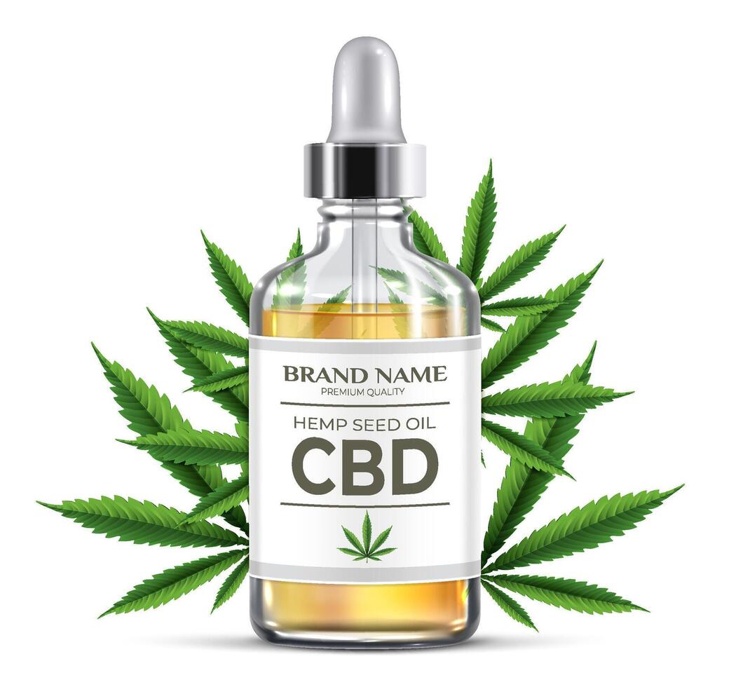 CBD oil Bottle Realistic Composition vector