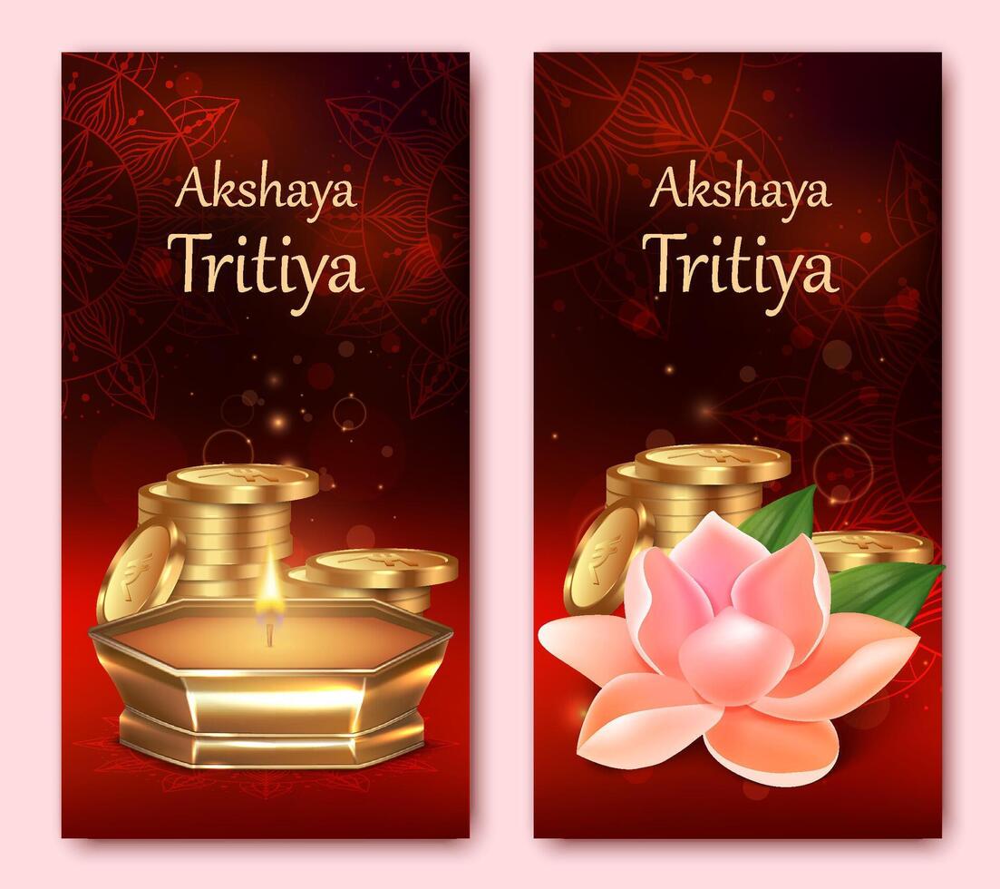 Akshaya Tritiya Realistic Vertical banners St vector