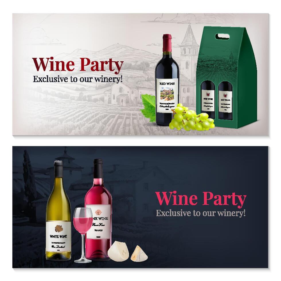 Realistic Wine Packing Product Mockup vector
