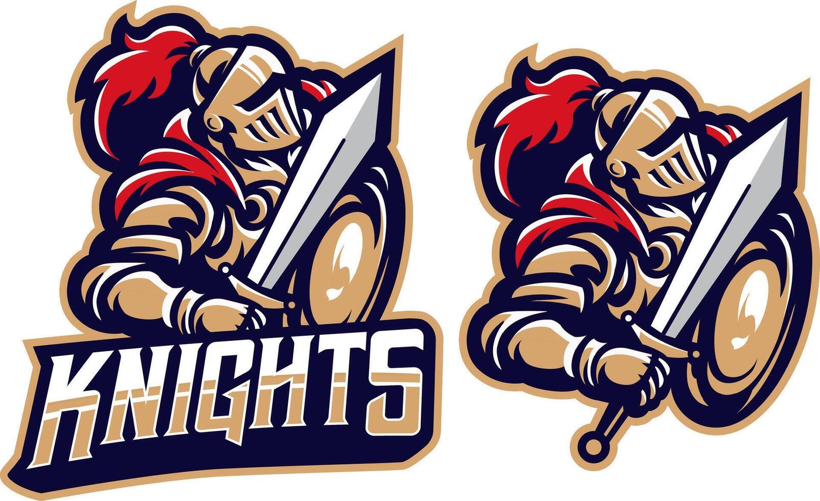 Medieval Knight Mascot Retro Esports Team Identity vector