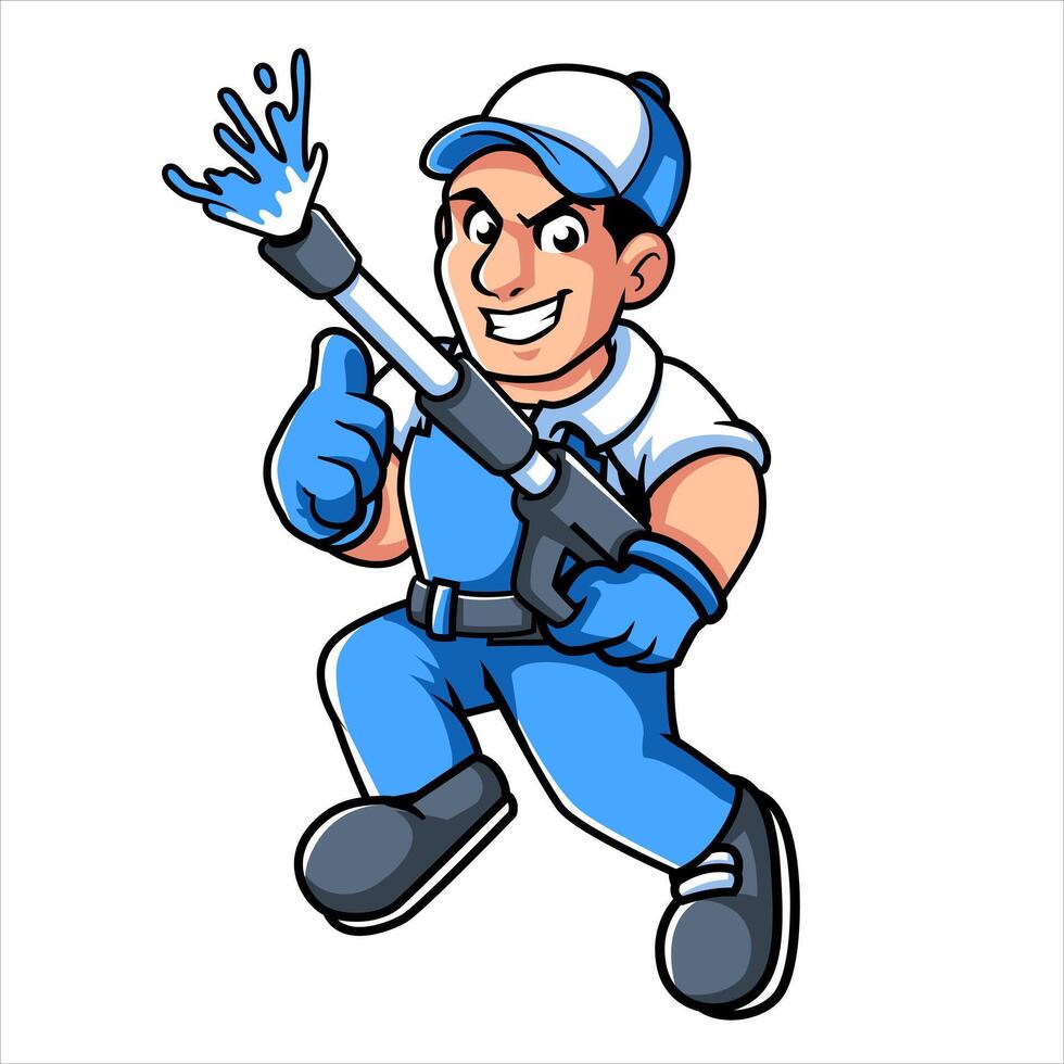 Washer Pressure Worker Mascot Art vector