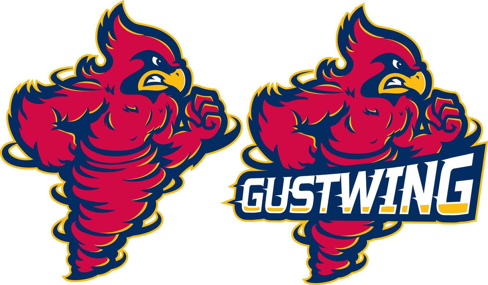 Gustwing Mascot Logo of Angry Cardinal Bird Tornado Hybrid vector